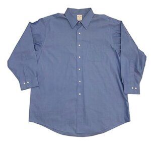Brooks brothers 346 men button down shirt regular fit cotton non iron 17,5 blue